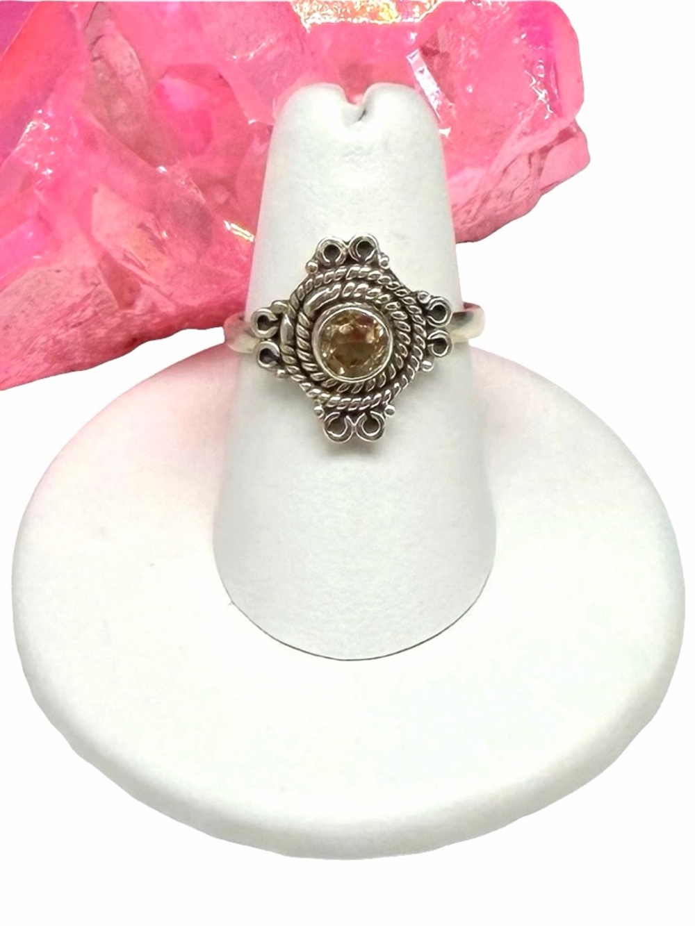 Citrine Ring Size 7 Solid 925 Sterling Silver Faceted Stone